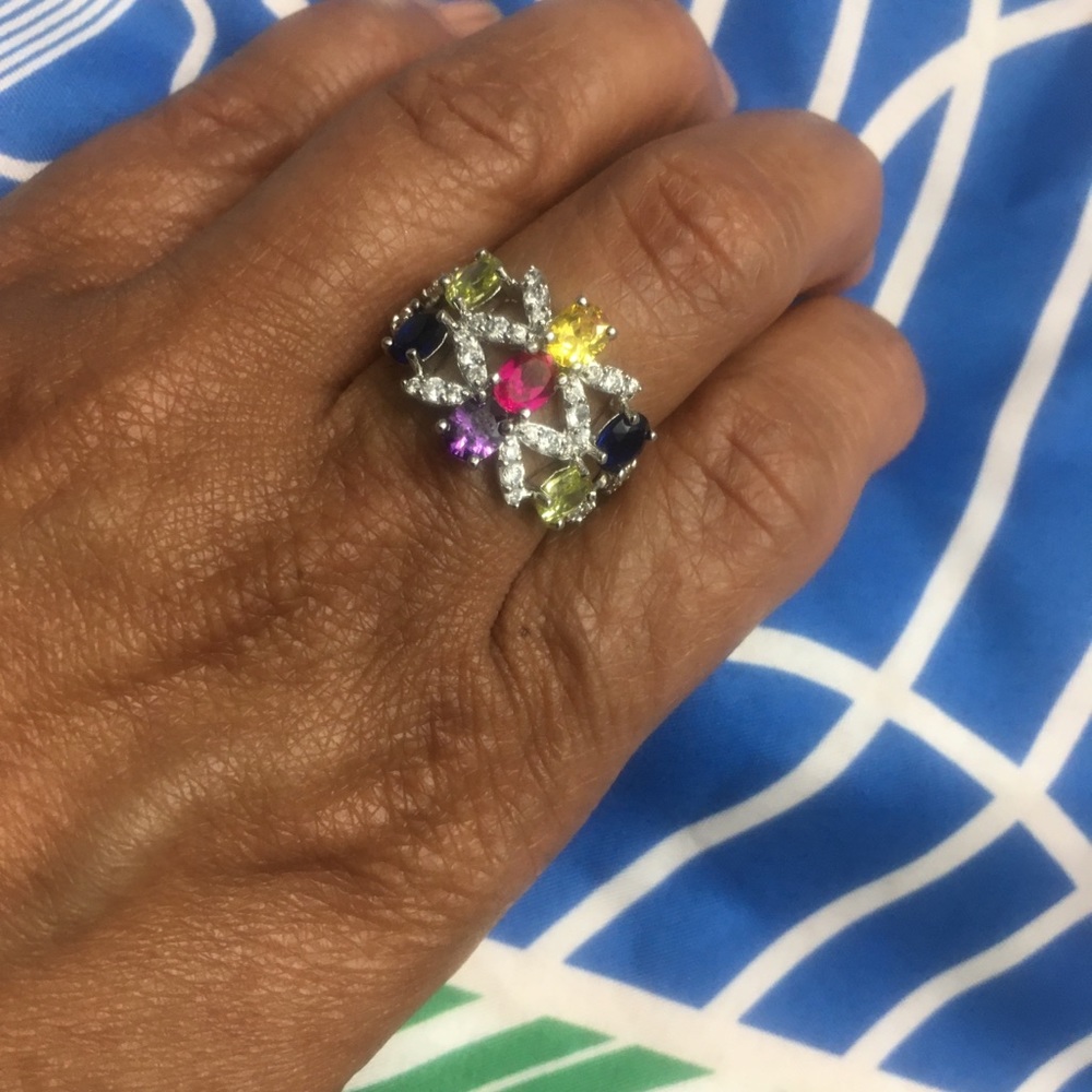 Brass Rhodium Top Quality Color CZ Ring Size 7